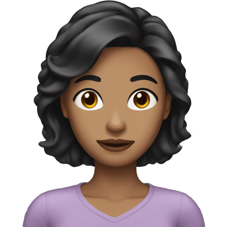 Woman Black Hair and side Part emoji