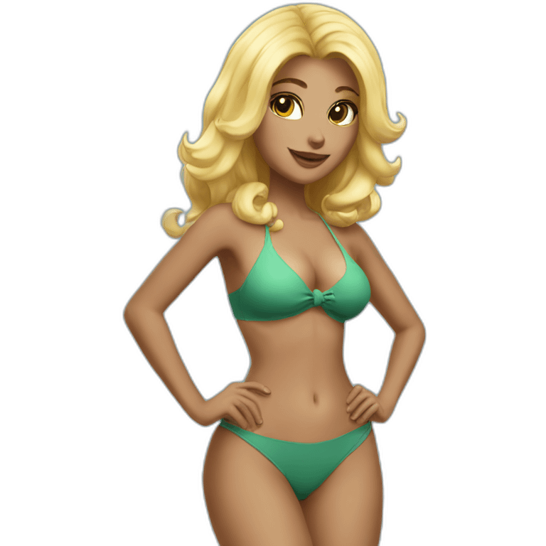 hot catgirl blonde swim suit emoji