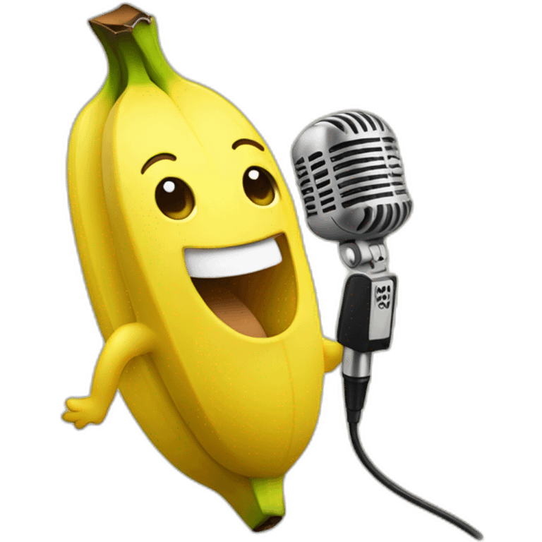 Banana singing with microphone emoji