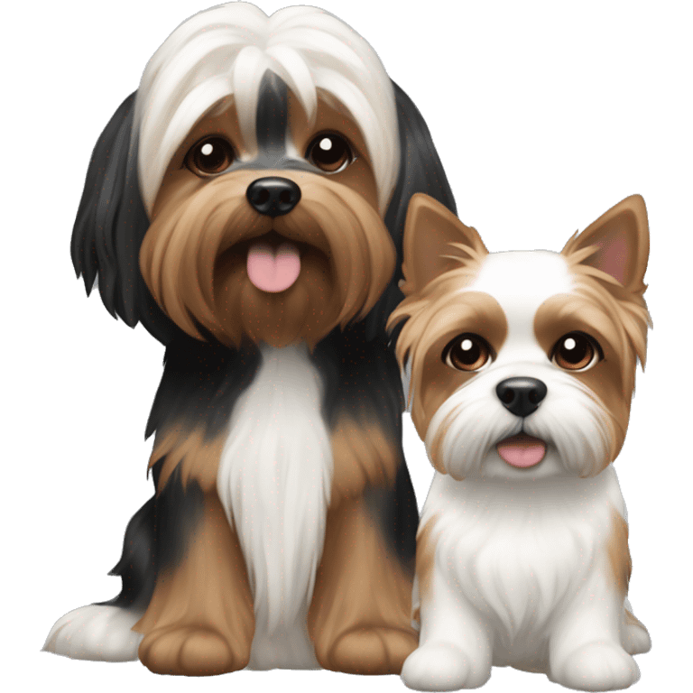 black and white havenese with an brown and white yorkie emoji