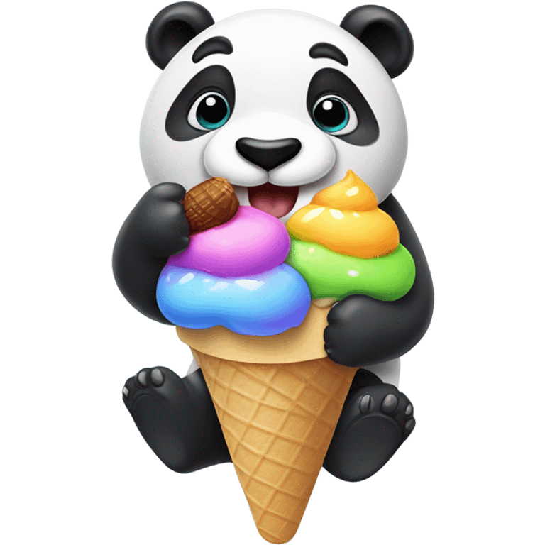 Panda eating ice cream emoji