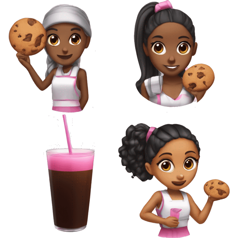 black ariana grande with a cookie and juice emoji