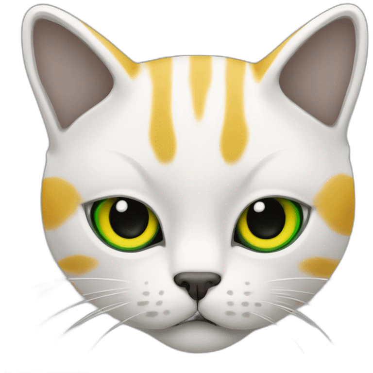 Gato blanco con un ojo verte y el otro amarillo emoji