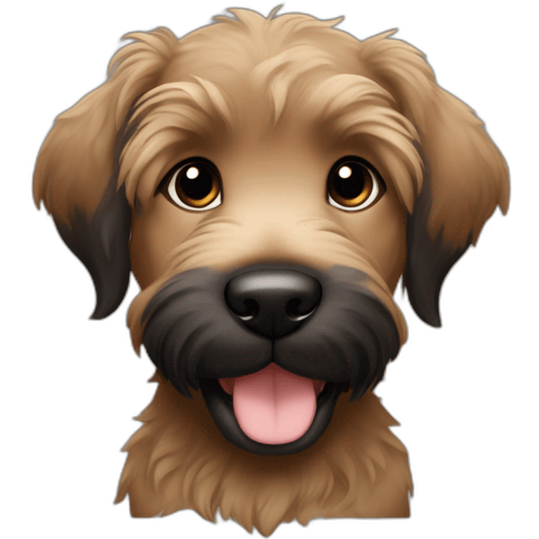 bouvier fawn brown and black puppy face very long hair smiling dark ears emoji