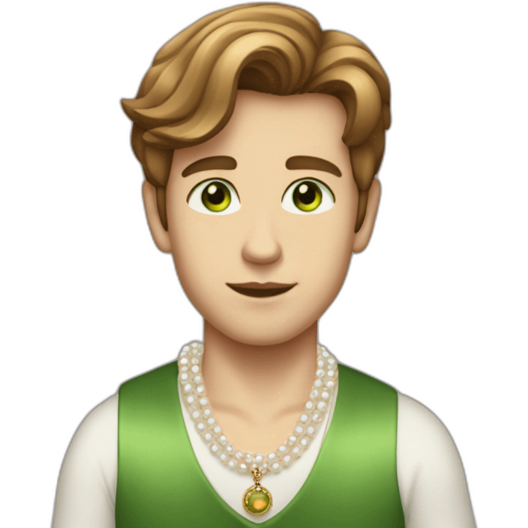 Posh-boy-with-pearl-necklace-and-green-eyes-and-brown-hair emoji