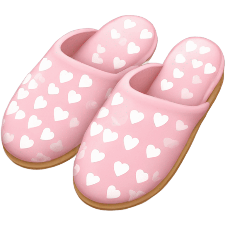 Light pink slippers with small white hearts emoji