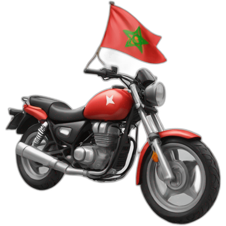 une moto avec le drapeau du Maroc derrière emoji