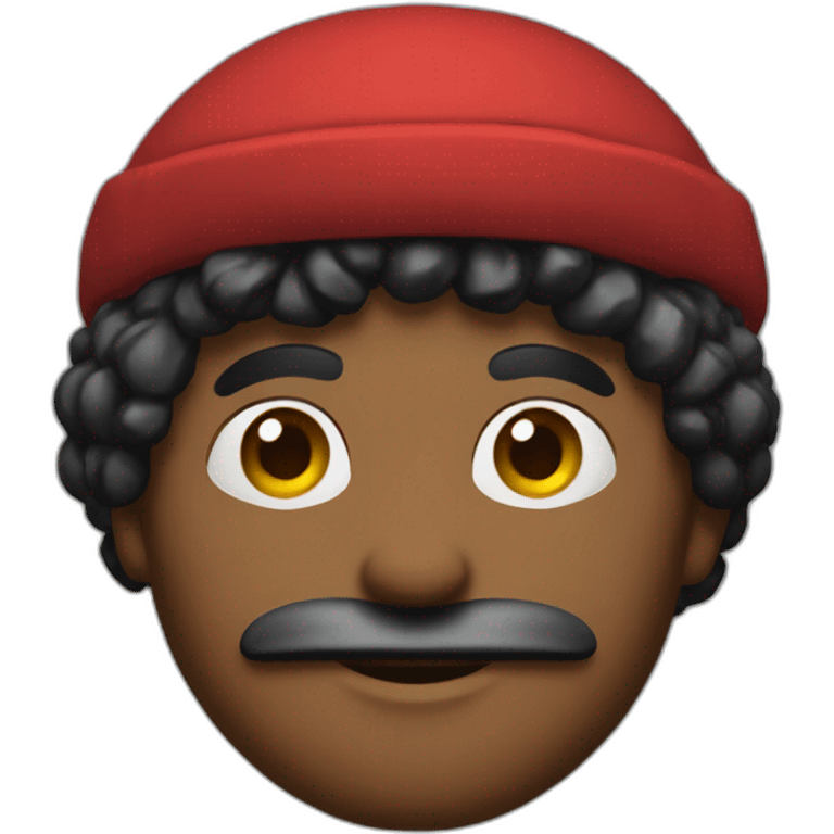 A man with big black mostaushe and red berets emoji