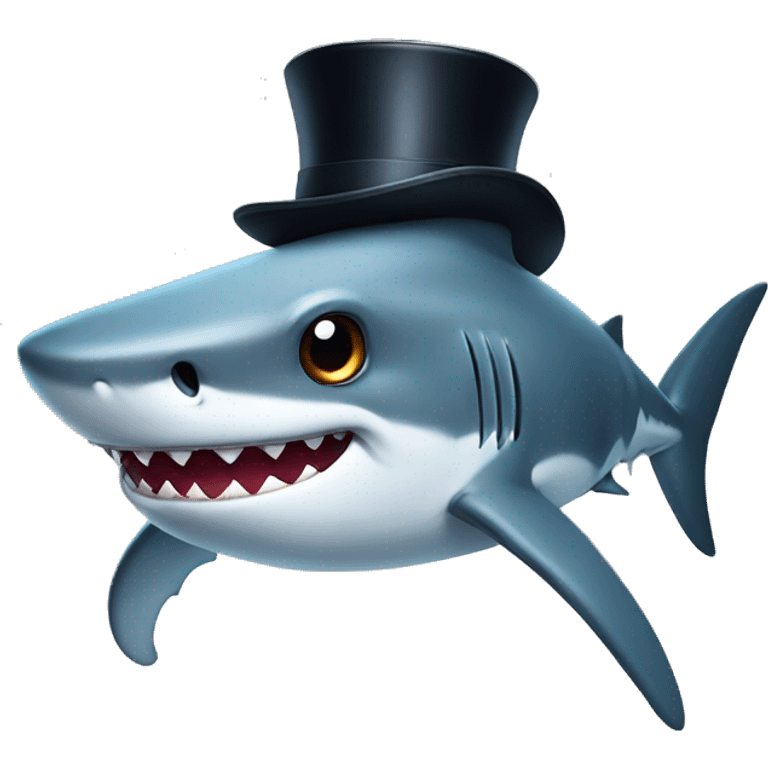 Shark with a top hat emoji