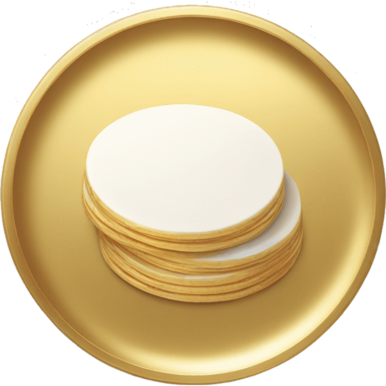 A white circle wafer in a small gold plate emoji