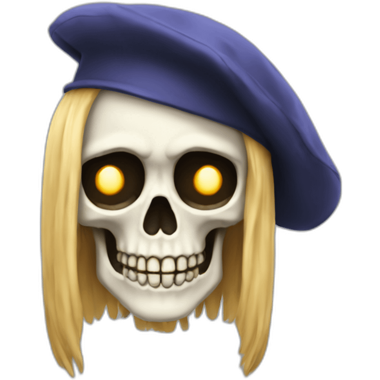 a-scary-skeleton-at-computer-with-long-hair-and-beret emoji