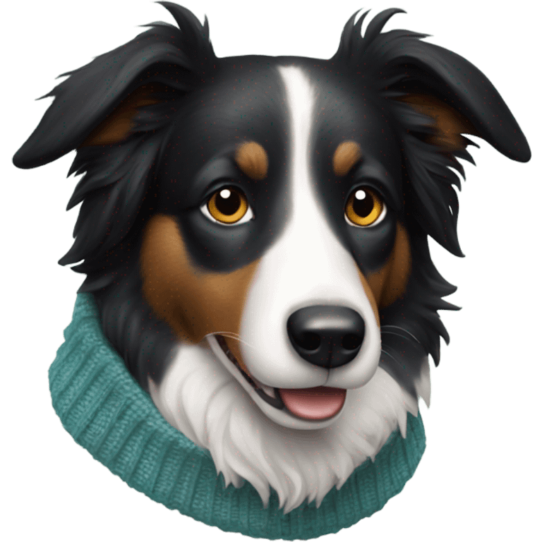 Border collie in a sweater emoji