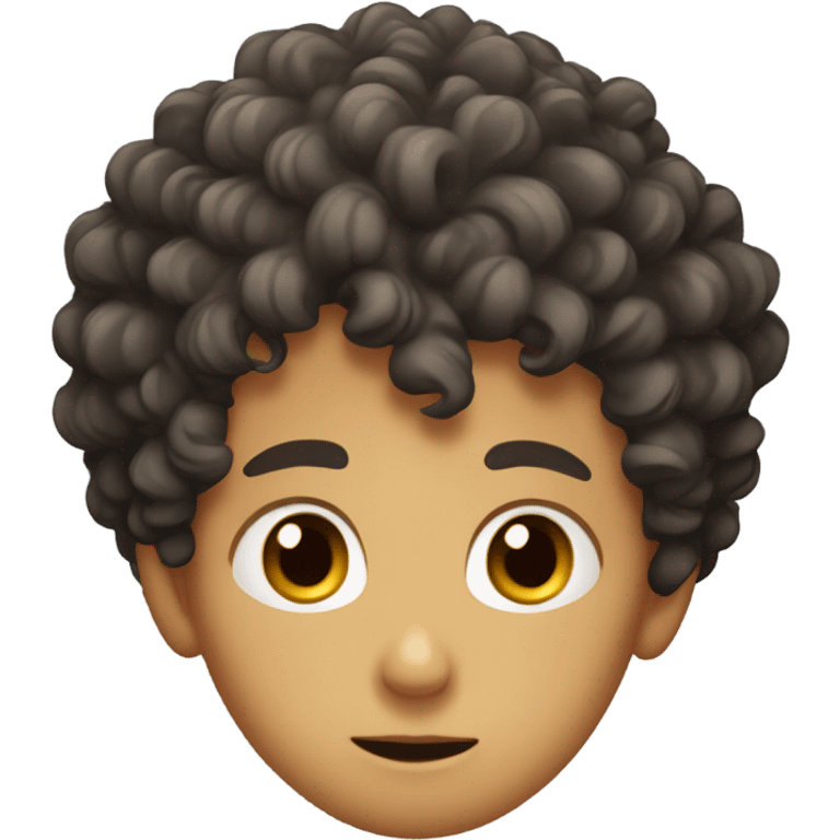 A curly hair circle with cute big anime eyes boy emoji