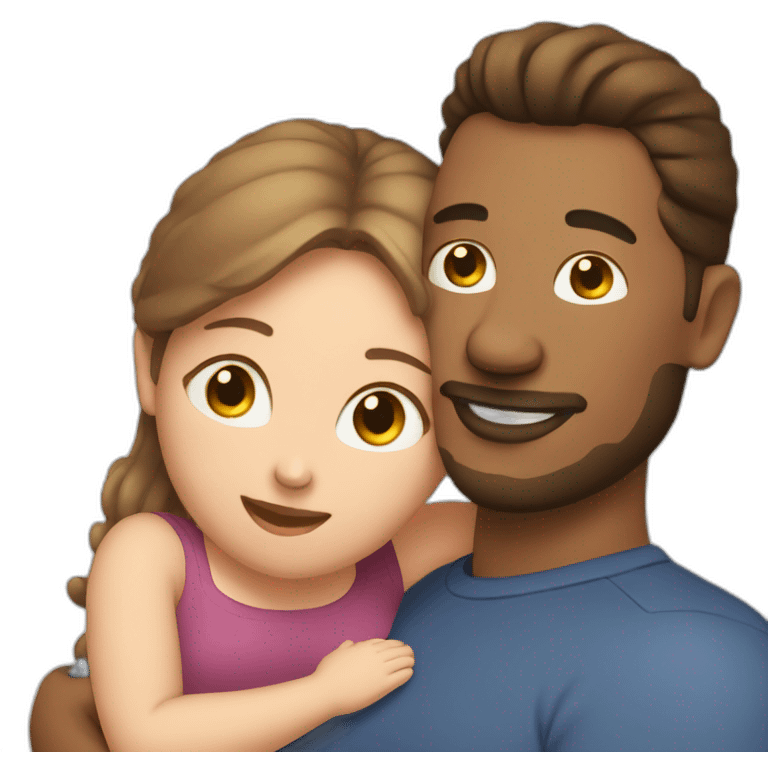 Man hugging pregnant woman emoji