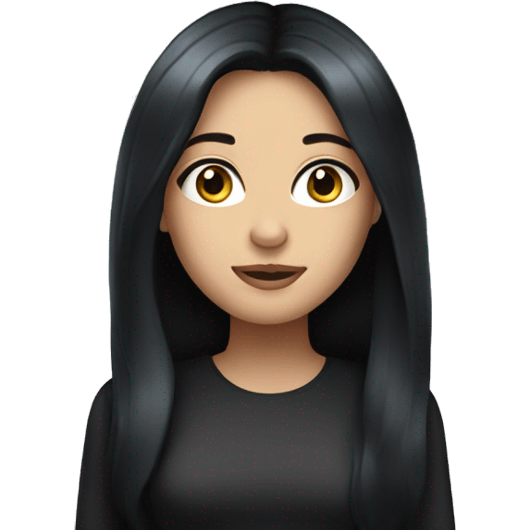 woman with black long hair and blue eyes emoji