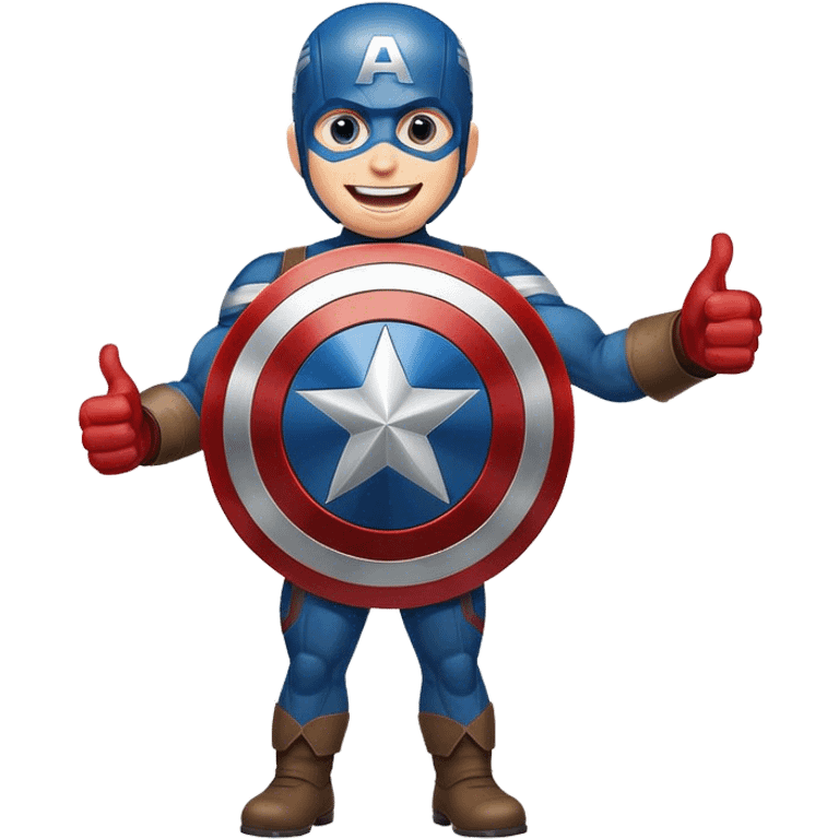 Captain America's shield with a big smile, giving a big thumbs-up emoji