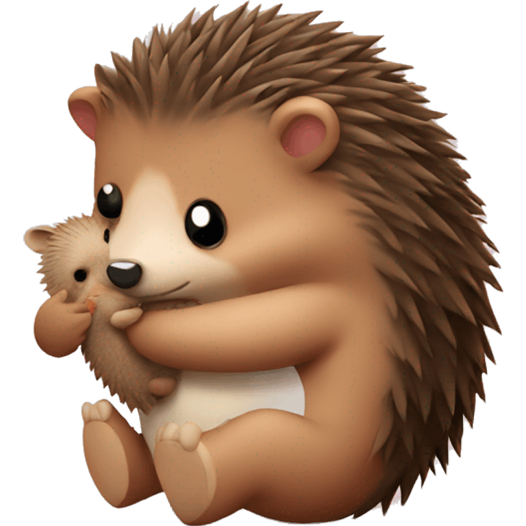 hedgehog hugging a teddy bear emoji