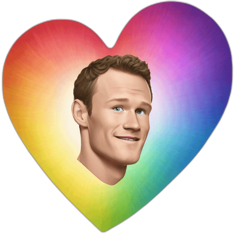 Jonathan Toews inside a rainbow heart emoji