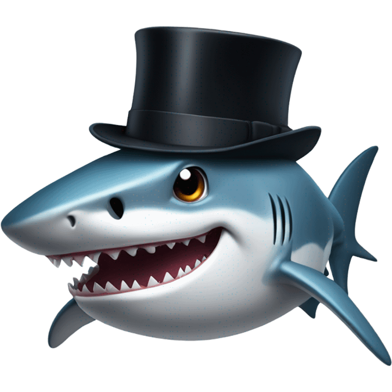 Shark with a top hat emoji