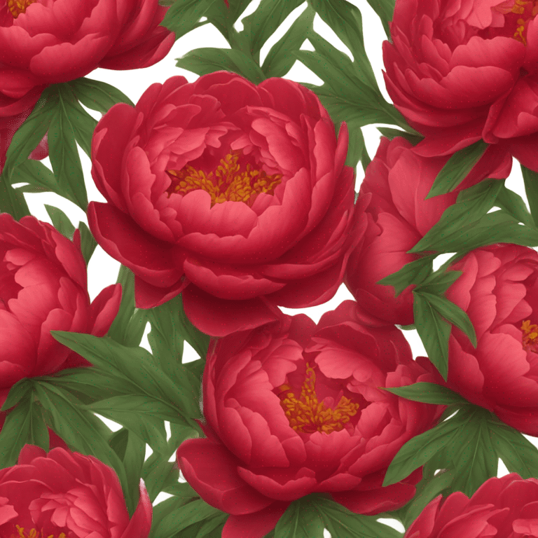 background composed of red peonies emoji