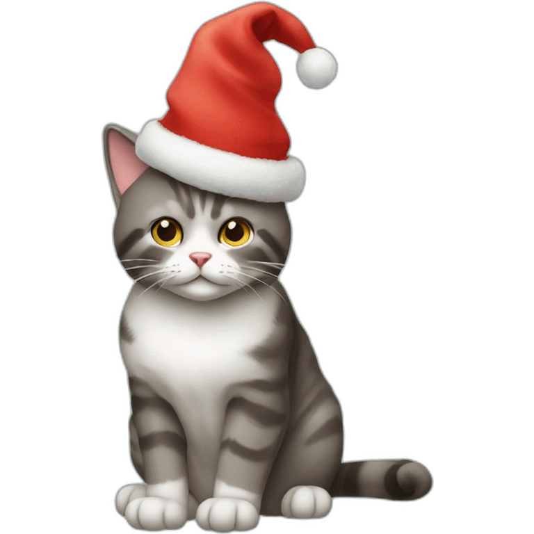 sitting cat in Christmas hat emoji