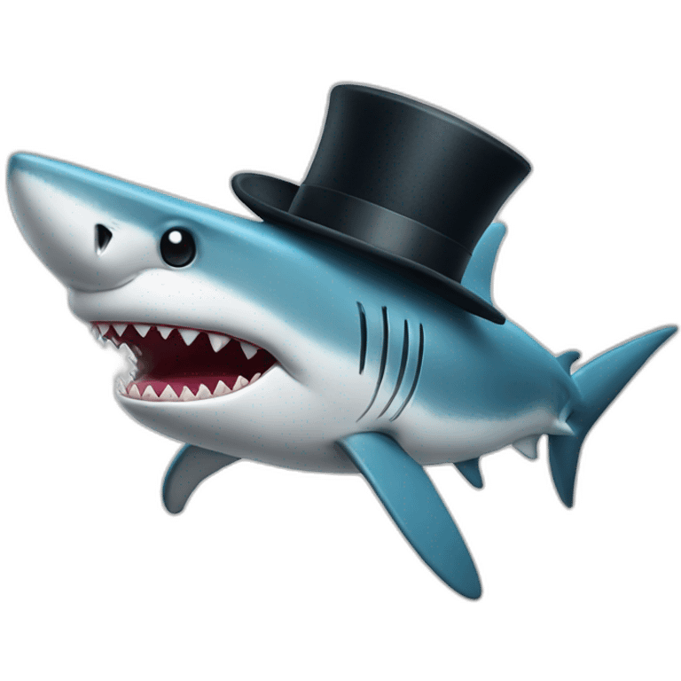 Shark with a top hat emoji