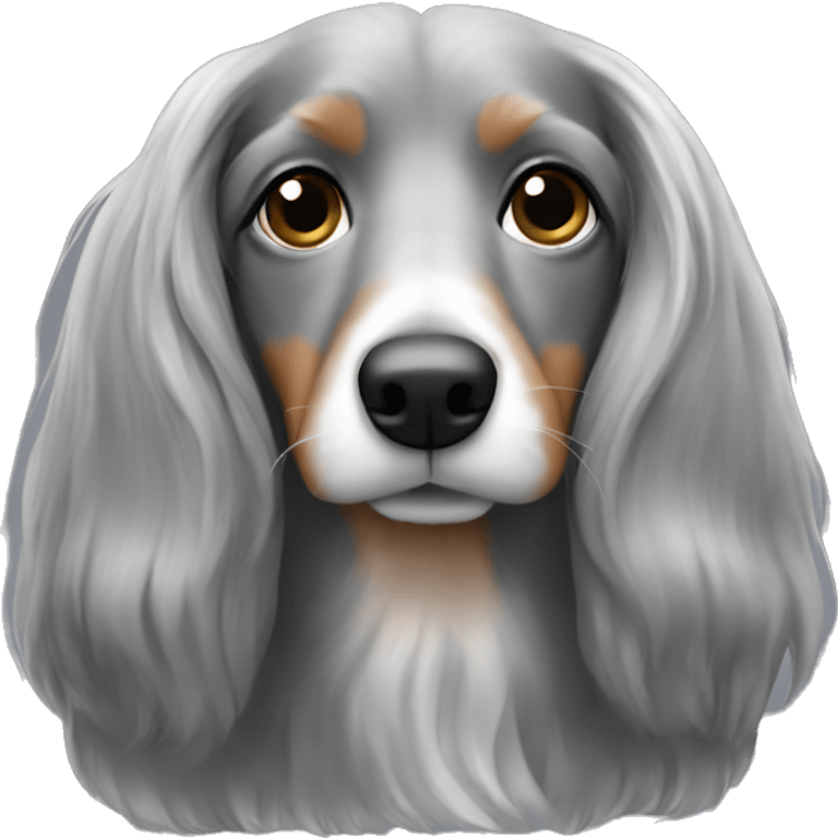 Grey long haired dacshaund emoji