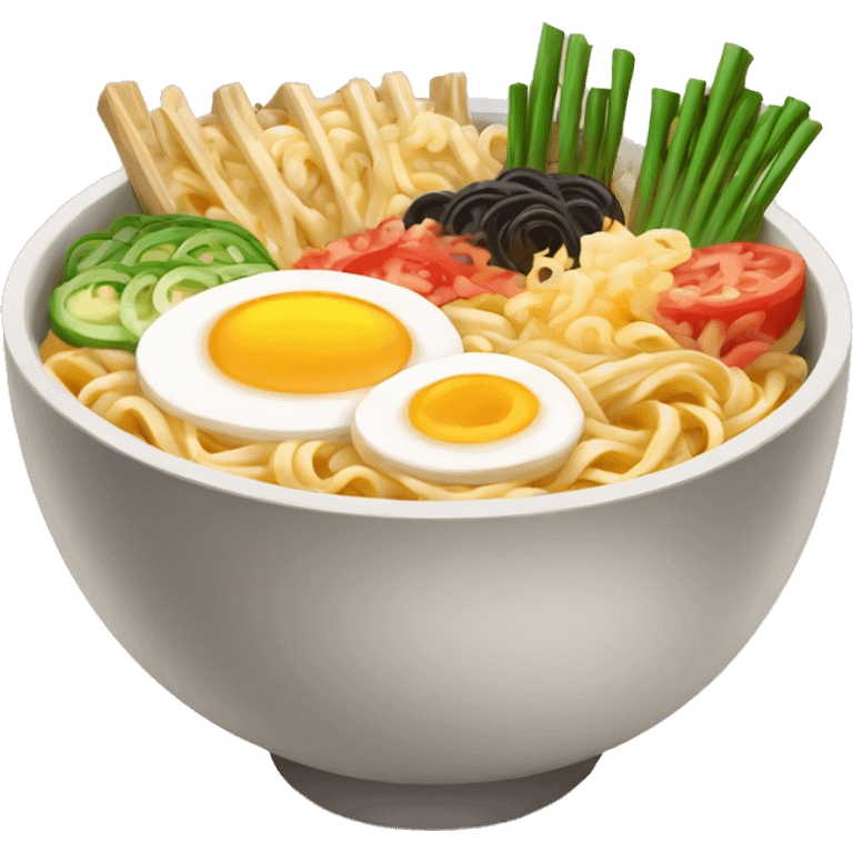 big ramen bowl with 10 toppings emoji