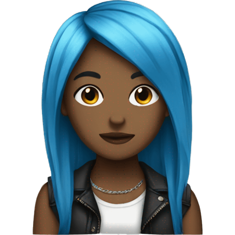 emo girl brown skin blue hair  emoji