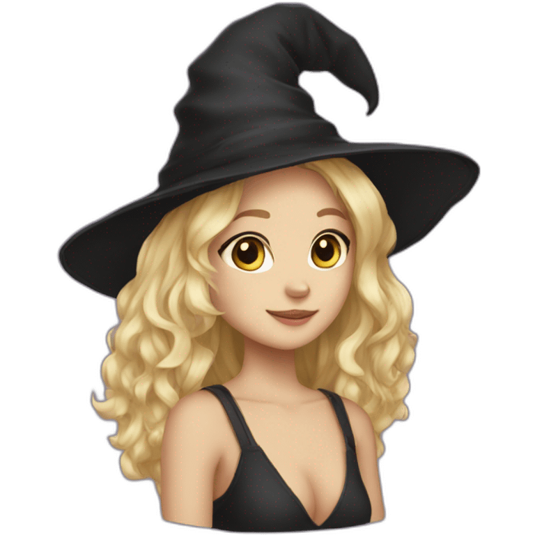 witch hat girl blond hair cat ears emoji