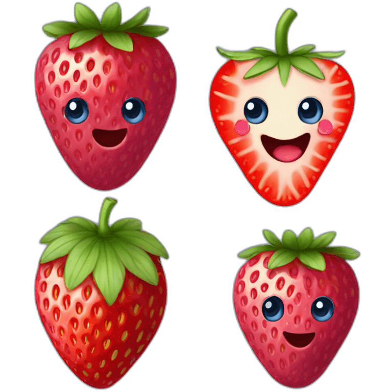 A strawberry, a raspberry and a blueberry  emoji