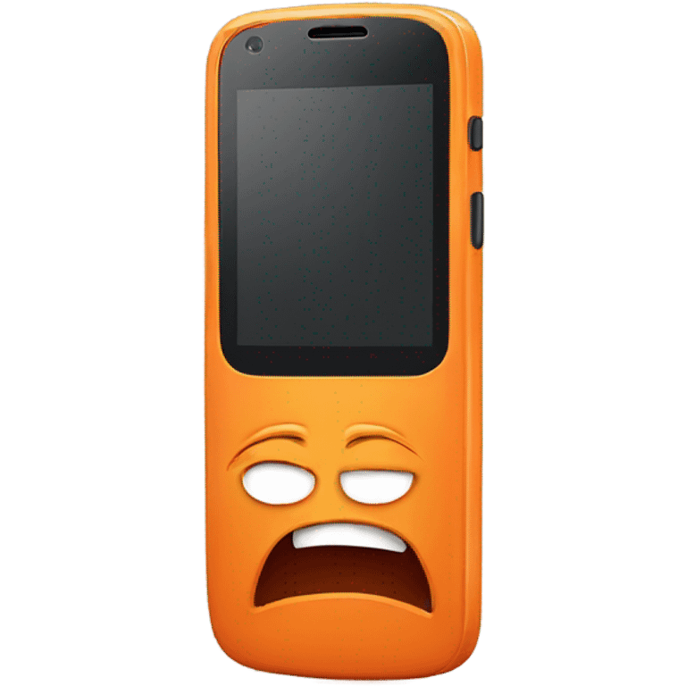 Orange smartphone upset emoji