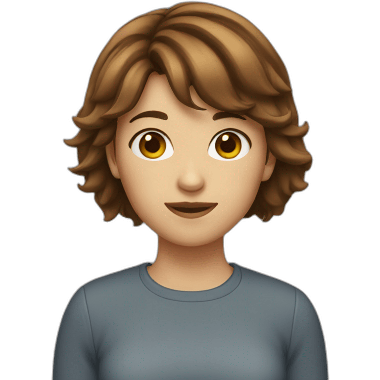 girl with short brown hair happy emoji