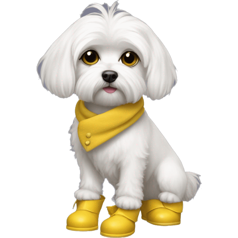 maltese dog with yellow boots for ra emoji