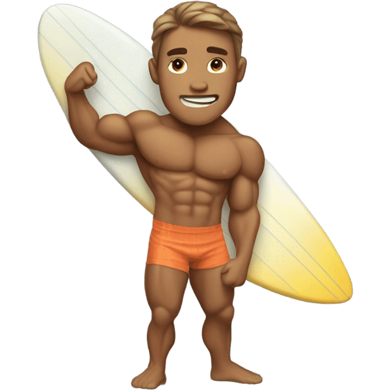 Muscle tan surfer emoji