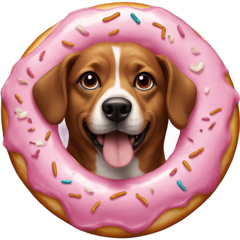 A dog in a donut emoji