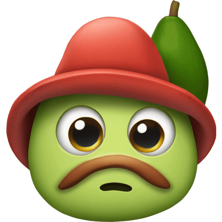 Avocado with eyes and red hat cute  emoji