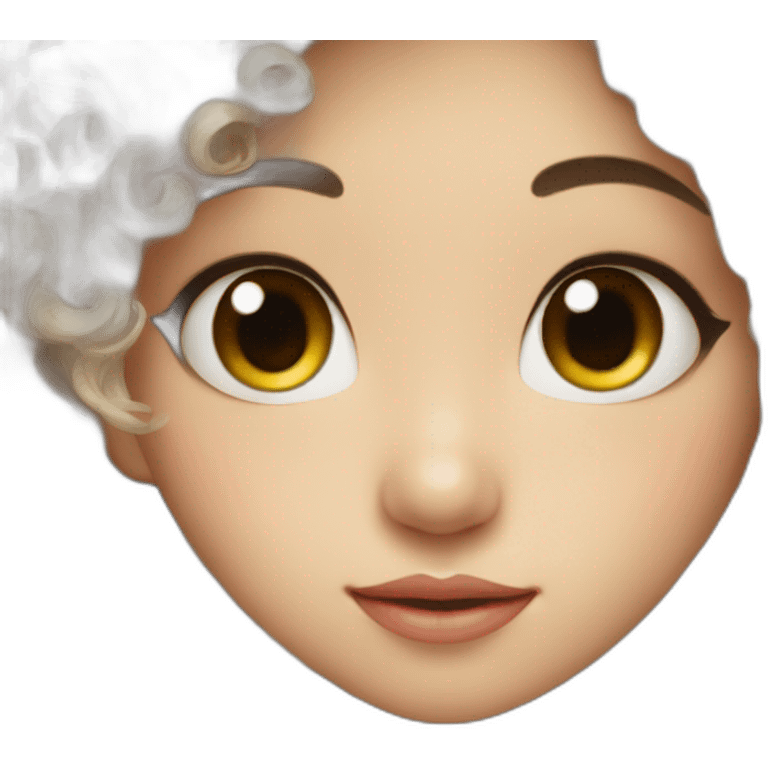 Cute asian girl long eye lashes and curly hair emoji