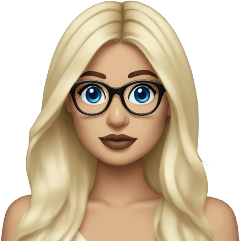 blonde kylie jenner with blue eyes and glasses  emoji