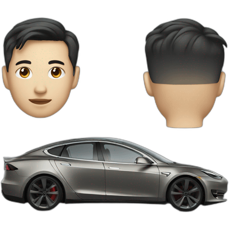 asian in tesla car emoji