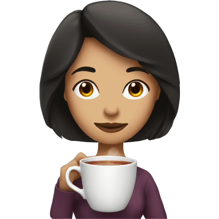 Woman with dark hair sipping tea emoji