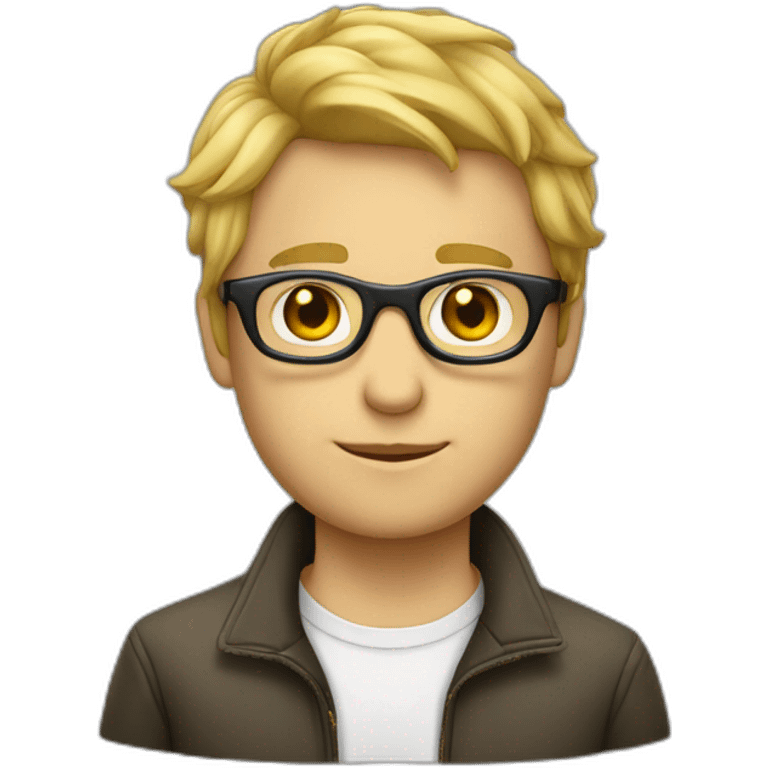 Garçon avec cheveux blond et des lunettes emoji