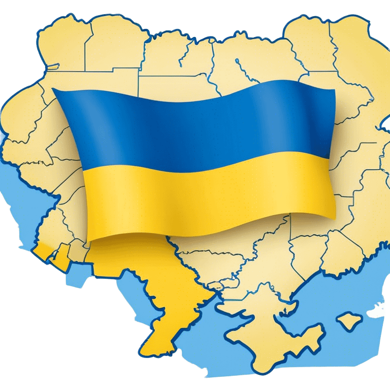 flag of Ukraine on the background of the map of Ukraine emoji