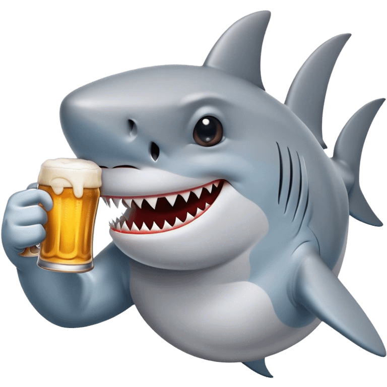 Shark drinking a beer emoji