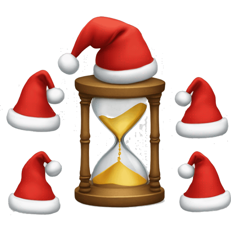 an hourglass in a red Santa Claus hat emoji