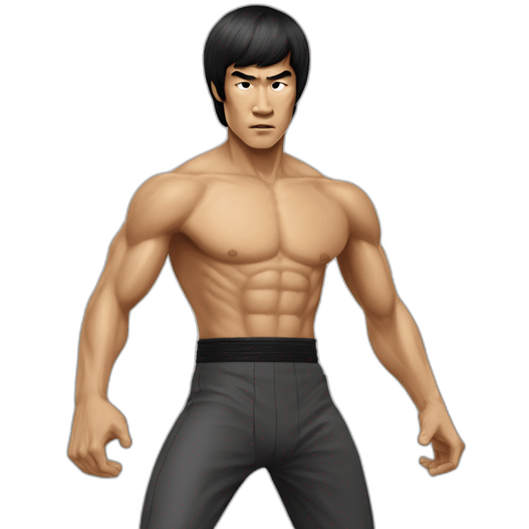 man asian bruce lee kongfu emoji