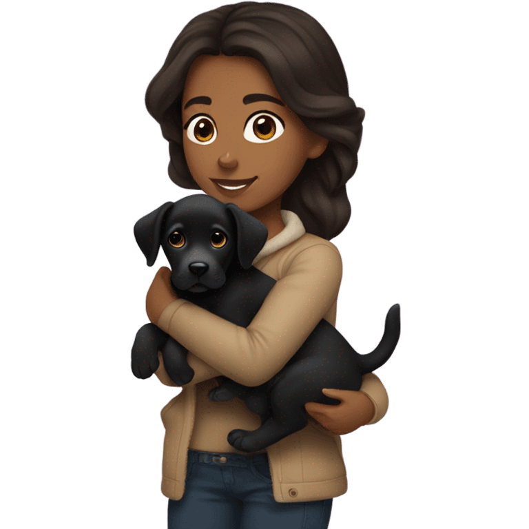 spanish brunette with Uggs and a pup black labrador emoji