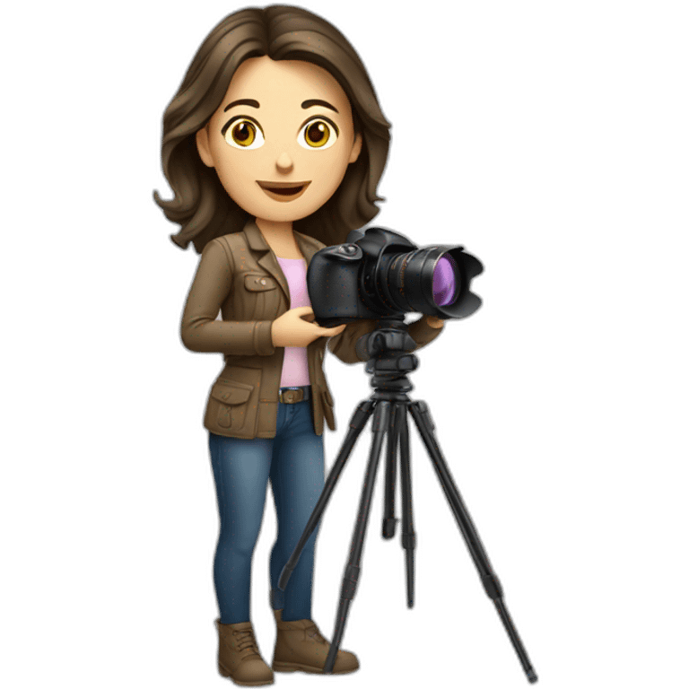 caucasian brunette woman photographer emoji