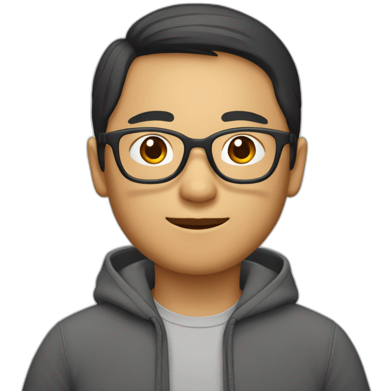 une asiatique brune à lunette emoji