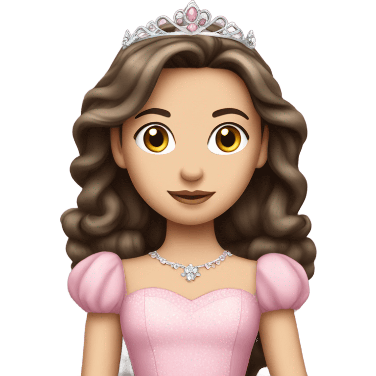 beautiful caucasian brunette princess in pink princess dress emoji